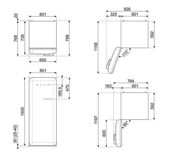 Chłodziarko - zamrażarka wolnostojąca Smeg FAB28LCR6 50's Style