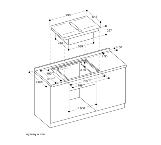 Płyta z wbudowanym okapem Gaggenau 80 cm CV282101