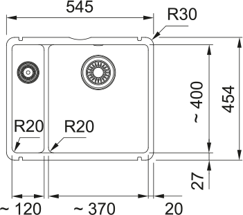 Zlewozmywak KXK 160-37-12 onyx 126.0738.300