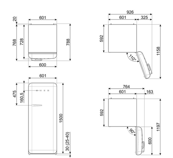 Chłodziarko - zamrażarka wolnostojąca Smeg FAB28RBE6 50's Style