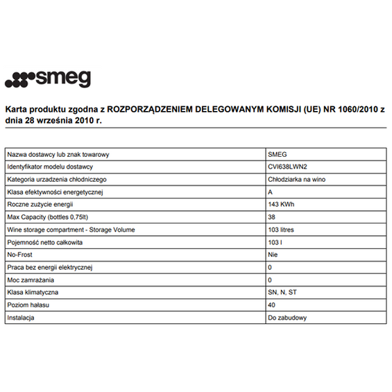 Chłodziarka na wino Smeg Dolce Stil Novo CVI638LWN2