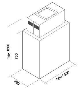 Okap Falmec Laguna Isola 90 H75 szkło czarne 800 m³/h wyspowy