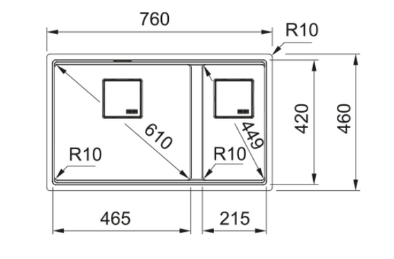 Zlew Franke Kanon KNG 160-46-21 Onyx + czarn odpływ 125.0740.836
