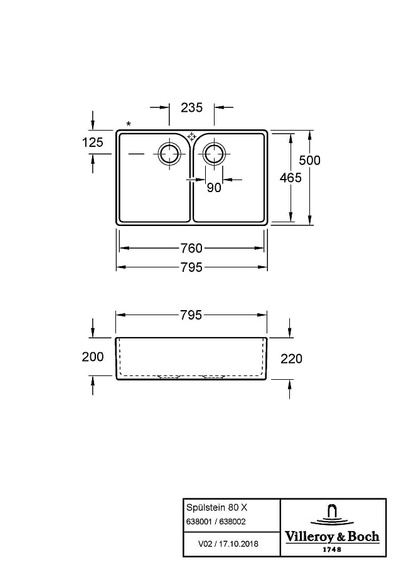 Zlewozmywak 2 komorowy Villeroy & Boch VB-6380 01 R7