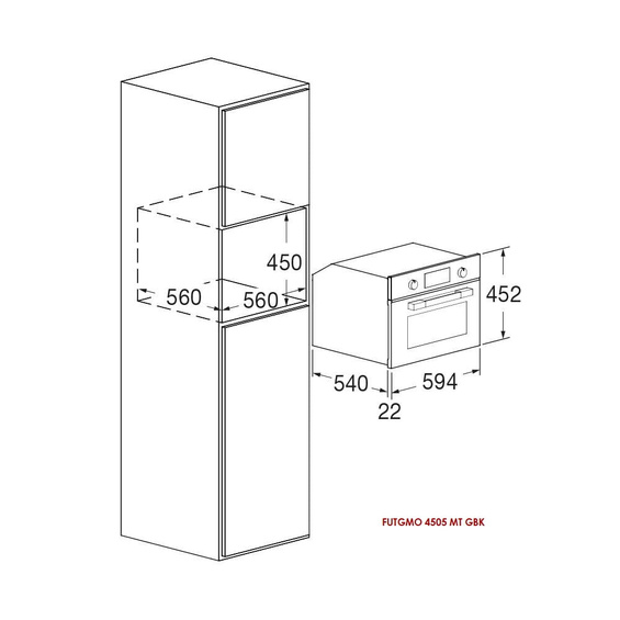 Kuchenka mikrofalowa z grillem Fulgor Milano FUTGMO 4505 MT GBK