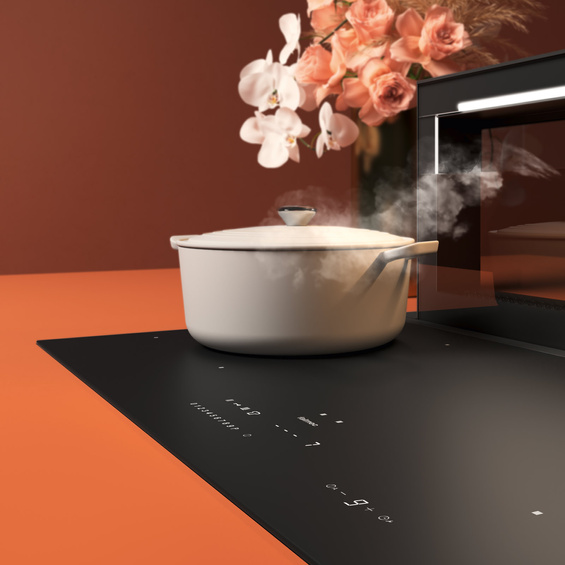 Okap z płytą Falmec Level One 90 czarny matowy / LED-y białe 800 m³/h