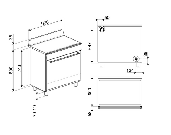 Kuchnia z płytą gazową Smeg TR90GPGR
