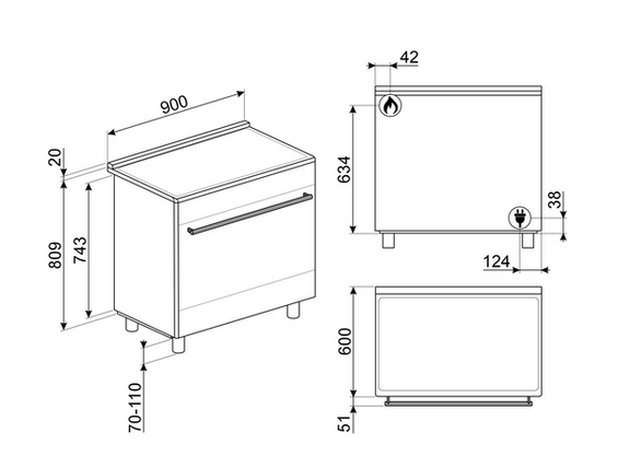 Kuchnia z płytą gazową Smeg C95GMCMB2