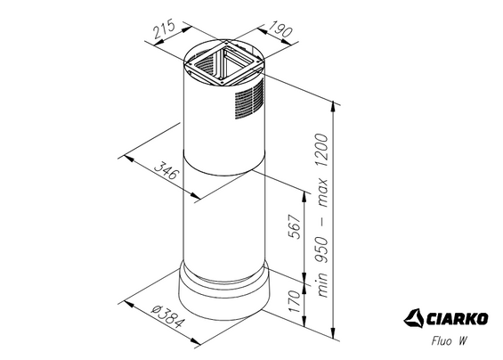 Okap wyspowy Ciarko Design FLUO Ecru/Ecru Gloss pochłaniacz