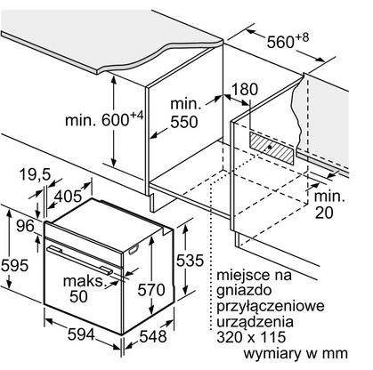 Piekarnik do zabudowy z funkcją pary Bosch HRG212BB3 czarny