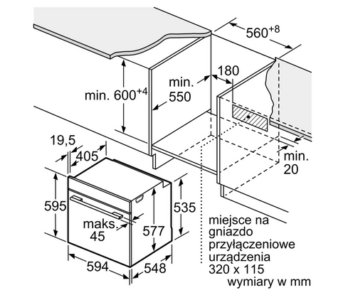 Piekarnik do zabudowy z funkcją pary Bosch HSG7361B1 czarny