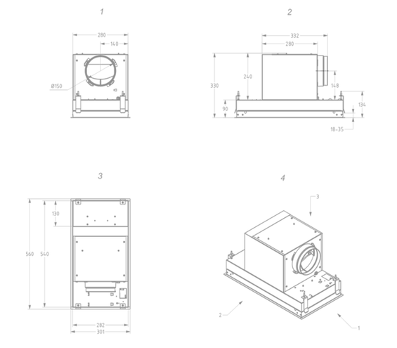 Okap do zabudowy Novy Mini Pureline 60 kolor Mineral black 816 z ekspozycji wysyłka 24h!