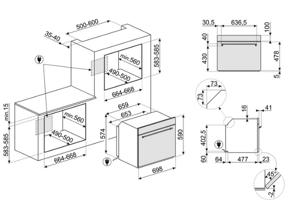 Piekarnik Smeg SF7302TX 70 cm