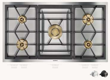 Płyta gazowa Gaggenau VG491215 CKG450000 stalowa rama czarne pokrętła
