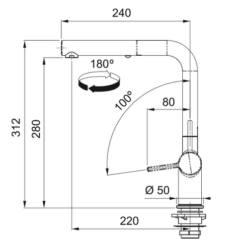 Bateria kuchenna z wyciąganą wylewką Franke Active 115.0653.389