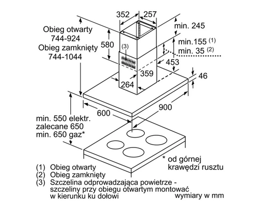 Okap wyspowy Siemens LF98BIP50 90cm