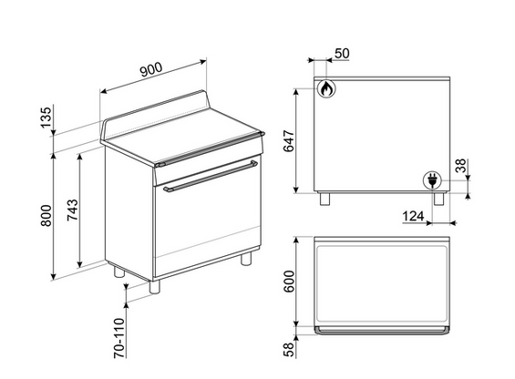 Kuchnia z płytą gazową Smeg TR90GPBL