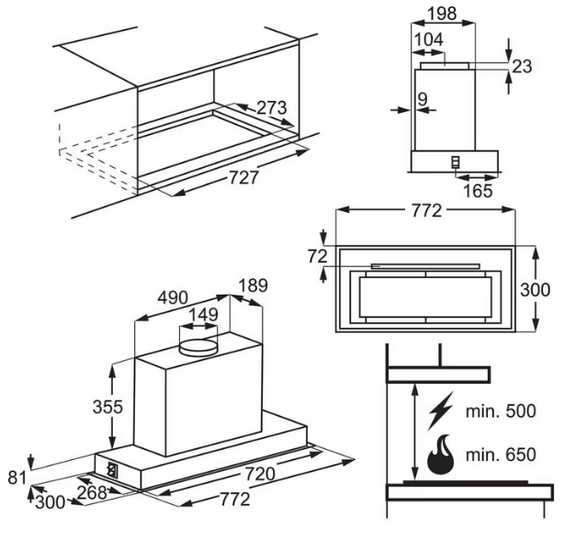 Okap zintegrowany 900 AutoSense Electrolux LFG818K 80cm