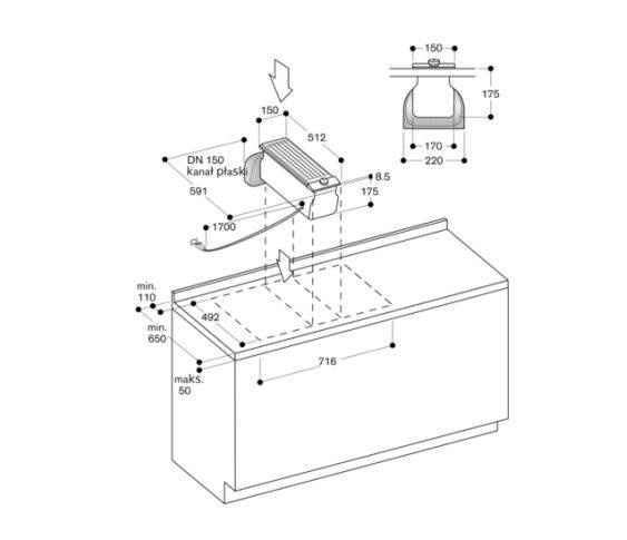 Okap do zabudowy w blacie Gaggenau VL200120 15 cm