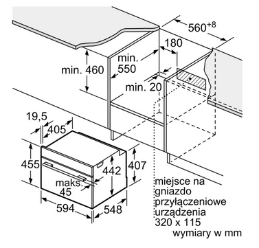 Kompaktowy piekarnik do zabudowy z parowarem Bosch CSG7584B1 czarny