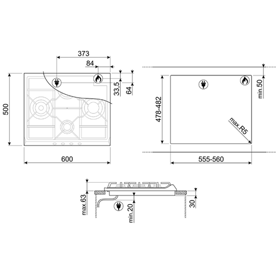 Płyta Smeg SR264XGH2