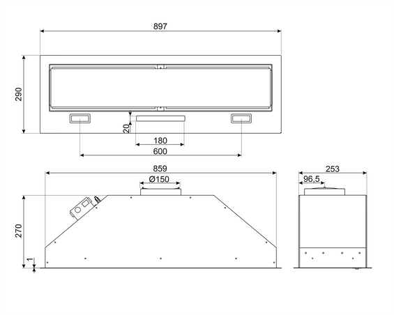 Okap podszafkowy Smeg KSG9P4MB