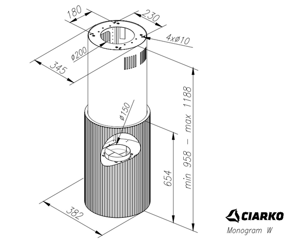 Okap wyspowy Ciarko MONOGRAM W GREEN wyciąg
