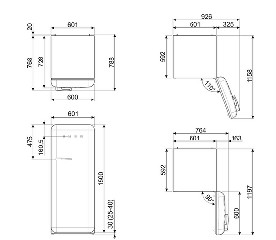 Chłodziarko - zamrażarka wolnostojąca Smeg FAB28RDSA6 50's Style