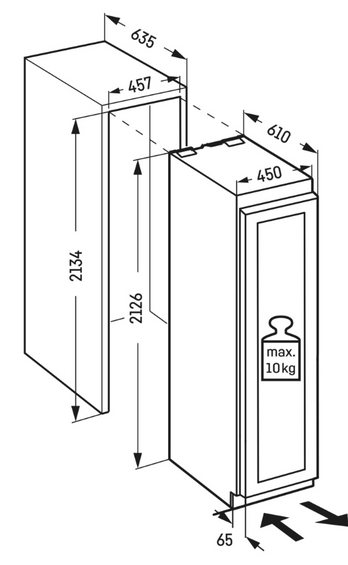 Chłodziarka do win ze strefami temperatur do zabudowy Liebherr Monolith EWPi 9471 lewa