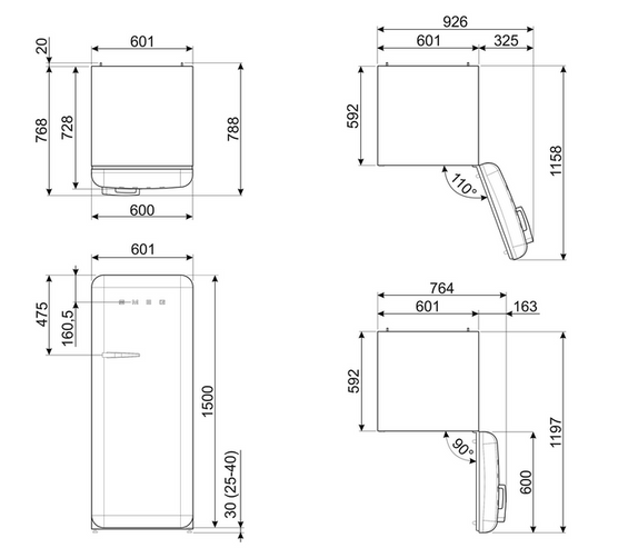 Chłodziarko - zamrażarka wolnostojąca Smeg FAB28RDBB6 50's Style