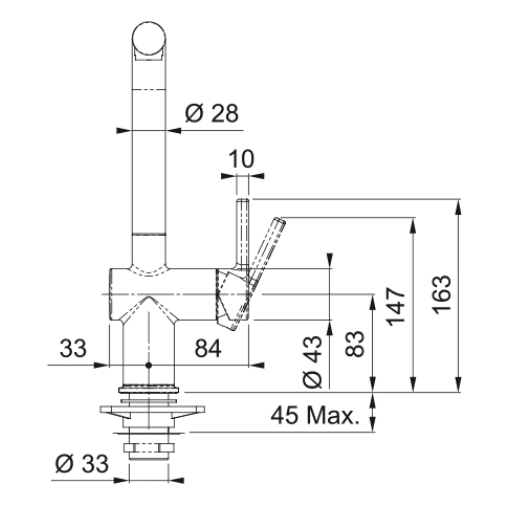 Bateria kuchenna z wyciąganą wylewką Franke Active 115.0653.384