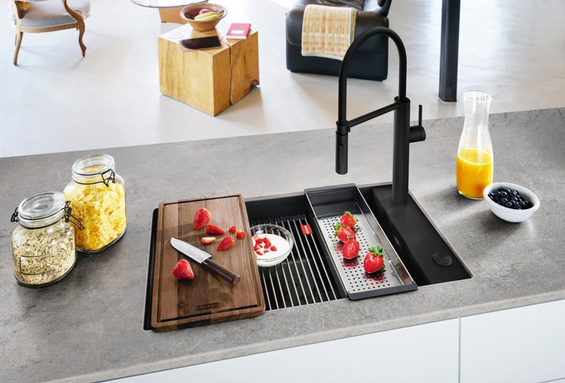 Zlewozmywak Kanon KNG 110-62 Fragranit+ Czarny mat + czarne maskownice 125.0721.161