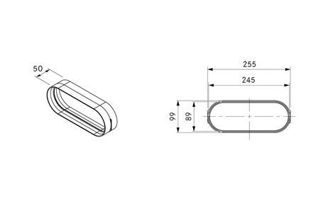 BORA EFV/1 Ecotube łącznik kanału płaski wraz z materiałem uszczelniającym (1szt.) EAN-Code:4260326375701