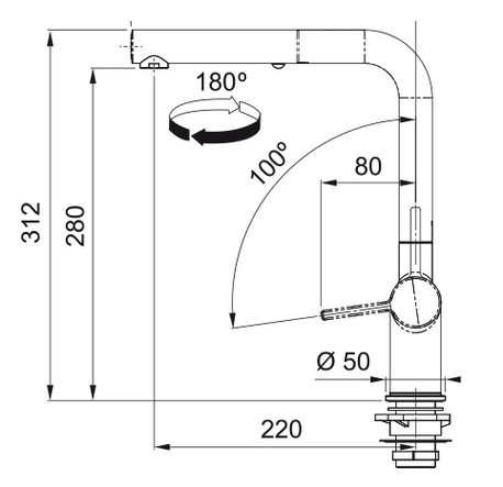 Bateria kuchenna z wyciąganą wylewką Franke Active 115.0653.382