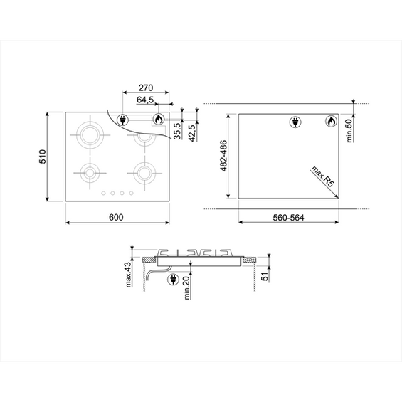 Płyta gazowa Smeg Dolce Stil Novo PVL664CN