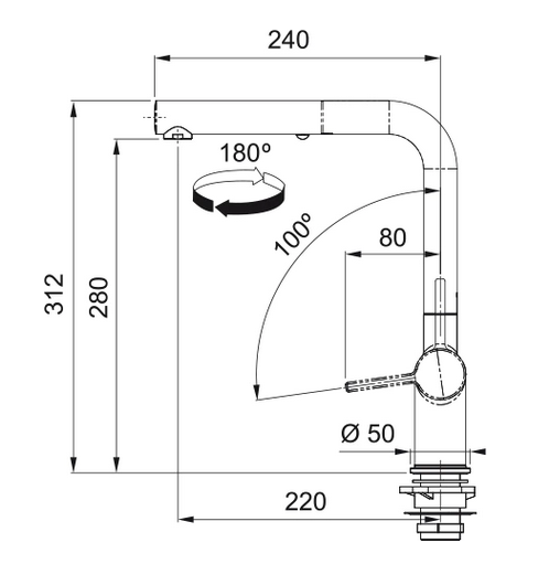 Bateria kuchenna z wyciąganą wylewką Franke Active 115.0653.387