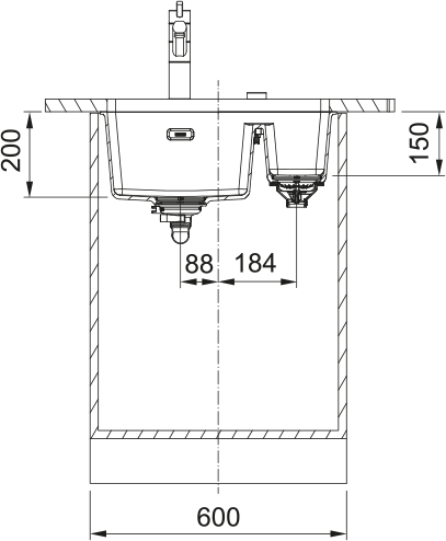 Zlewozmywak Maris MRG 160-34-15 onyx 125.0740.840