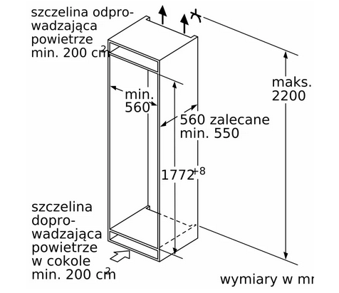 Lodówka z dolnym zamrażalnikiem do zabudowy Siemens KI86NADD0