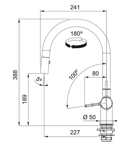 Bateria kuchenna z wyciąganą wylewką Franke Active 115.0653.405