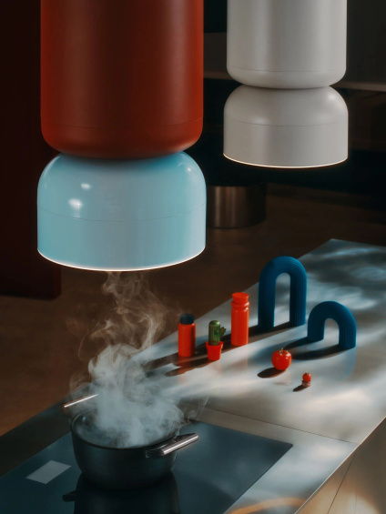 Okap wyspowy Ciarko Design ICON Burgund / Baby Blue Gloss pochłaniacz