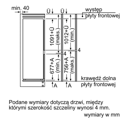 Lodówka z dolnym zamrażalnikiem do zabudowy Siemens KI86NNSE0