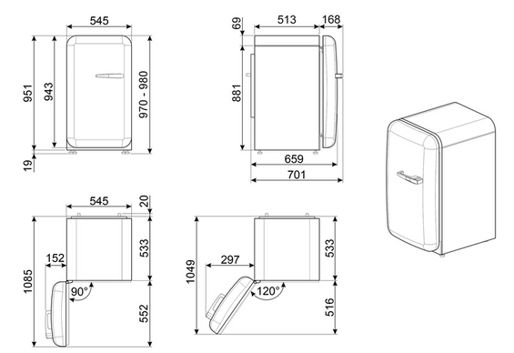 Lodówka wolnostojąca FAB Smeg FAB10HLRD6 50's Style