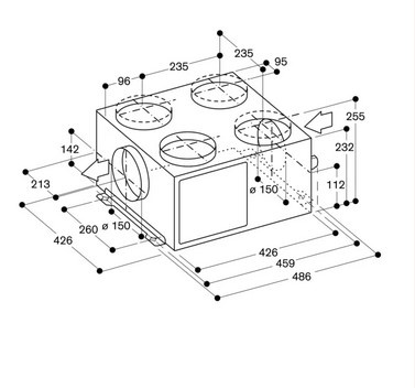 Silnik GAGGENAU do instalacji standardowej, wydajność max. 830 m3/h, obieg otwarty.AR400142