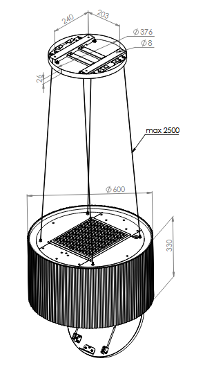 Okap wyspowy Ciarko Design MONO LIGHT Ecru 80 cm