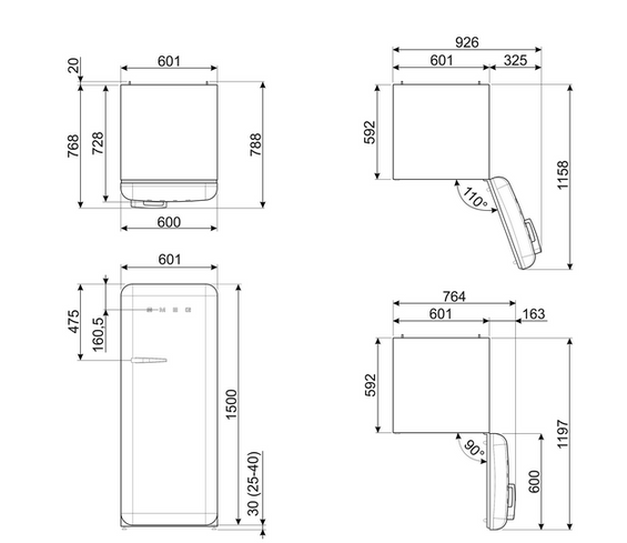 Chłodziarko - zamrażarka wolnostojąca Smeg FAB28RPG6 50's Style