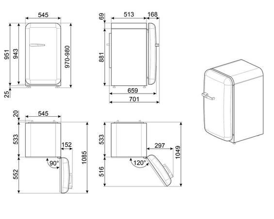 Lodówka wolnostojąca FAB Smeg FAB10HRPB6 50's Style