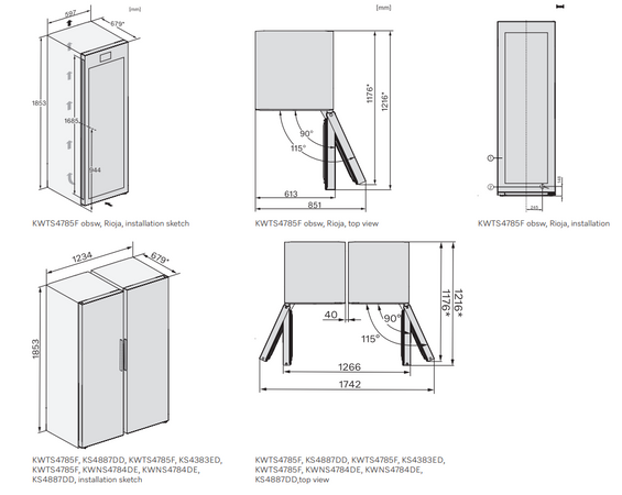 Wolnostojąca winiarka Miele KWTS 4785 F Obsidianblack (szkło) 12156880