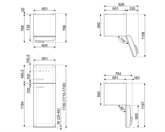 Lodówka wolnostojąca FAB Smeg FAB30RBE5 50's Style