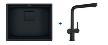 Zestaw Franke Kanon KNG 110-52 + Active L Twist pull-out spray czarny mat 125.0697.692