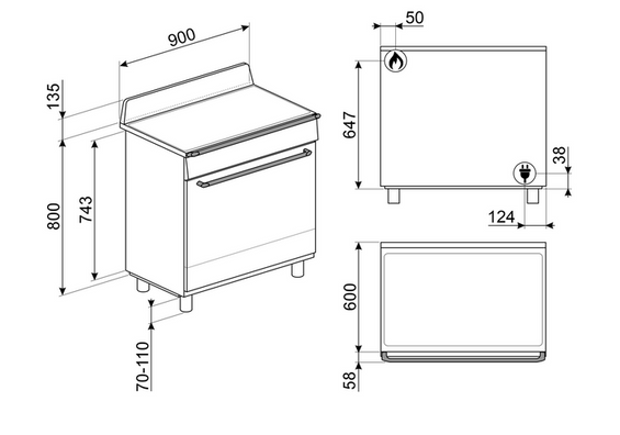 Kuchnia z płytą gazową Smeg TR90GPP